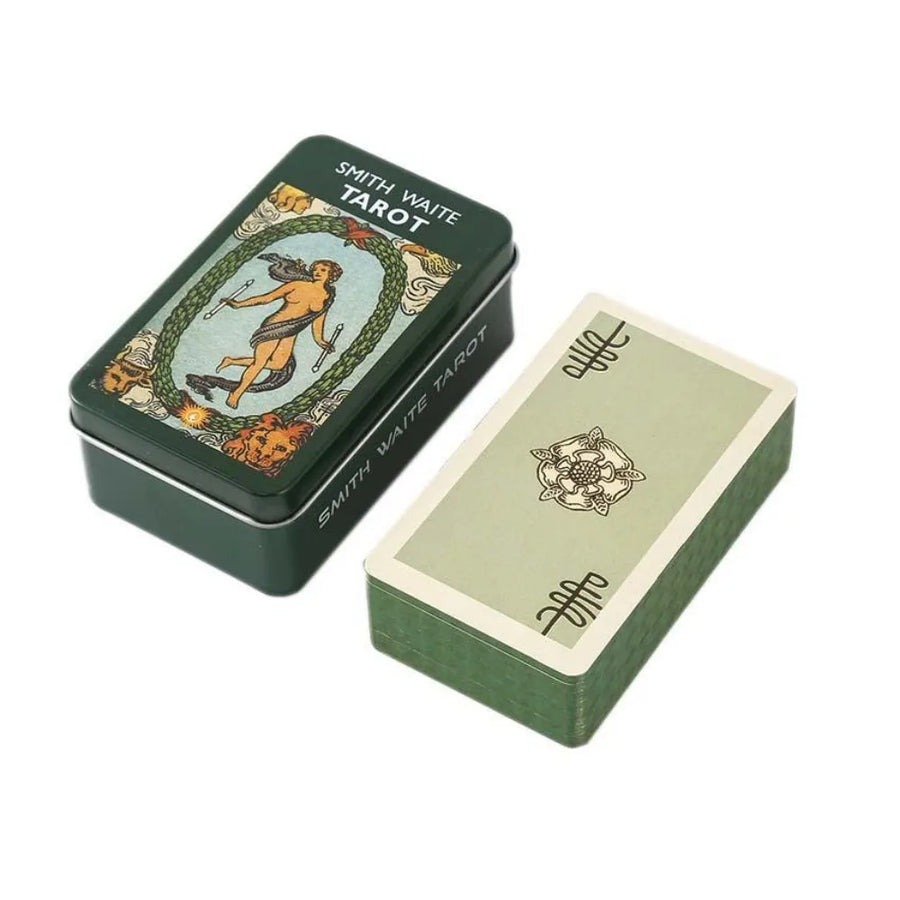 Smith Waite Tarot Cards in Tin with Green Backs