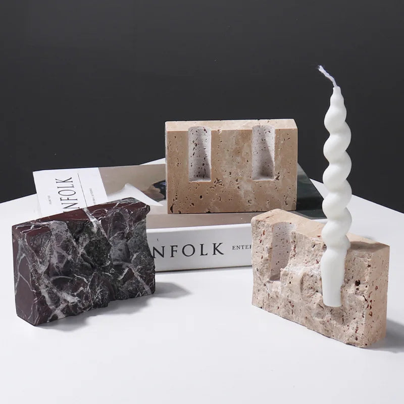Raw Marble Candle Holder