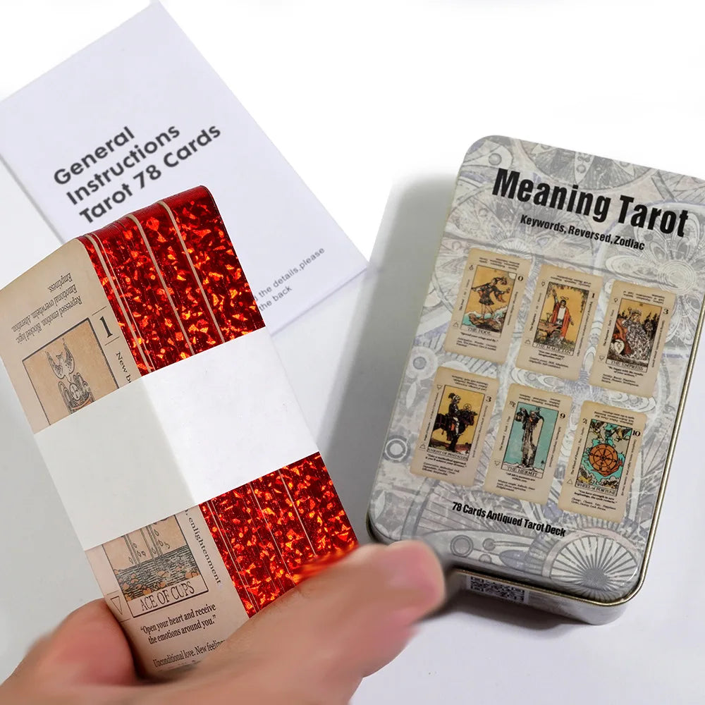 Bedazzled Beginner Tarot Meanings in Tin Box