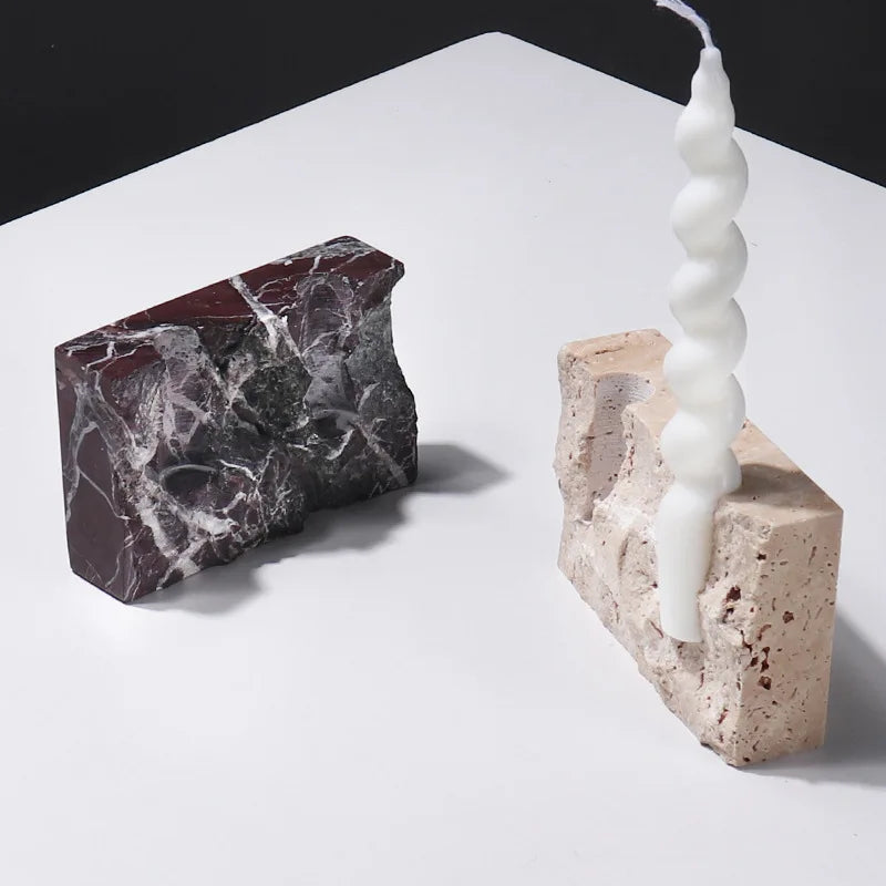 Raw Marble Candle Holder