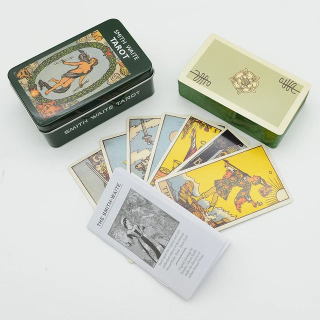 Smith Waite Tarot Cards in Tin with Green Backs