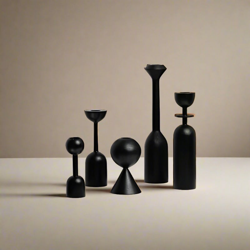 Gothic Post Modern Wood Candle Holders