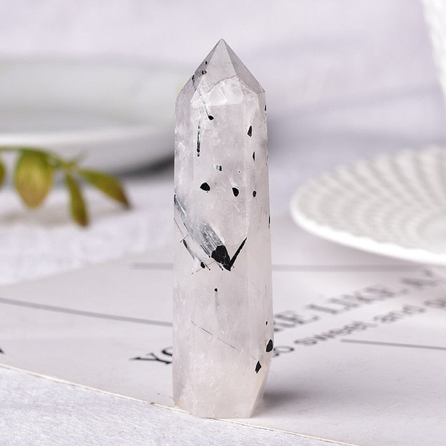 Black Tourmaline Quartz Crystal Protection Wand