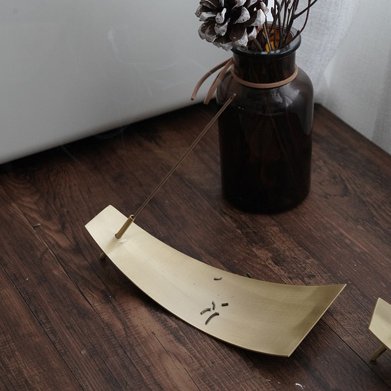 Bronze Brushstroke Incense Holder