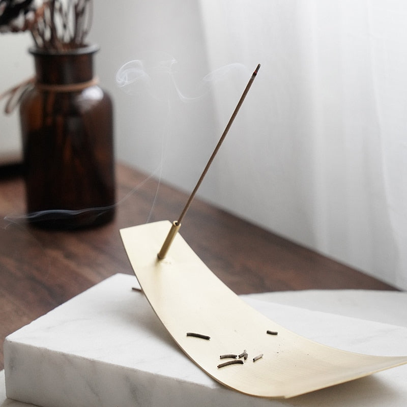 Bronze Brushstroke Incense Holder